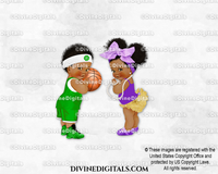 Basketball Bows Green Purple Baby Boy Girl DARK Puffs