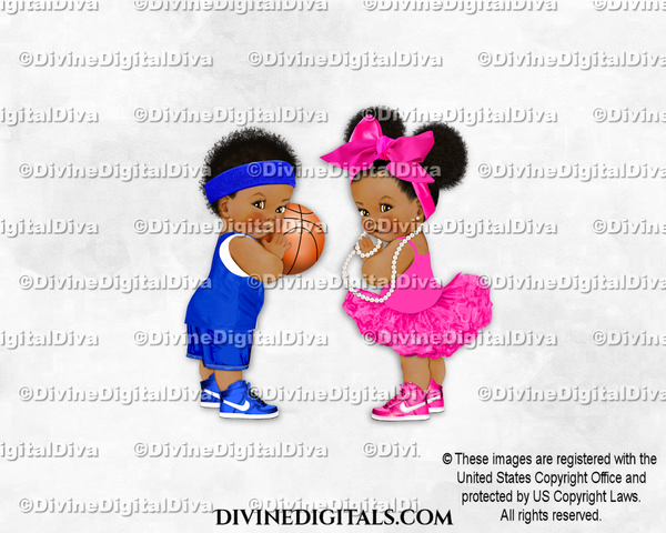 Basketball Bows Royal Blue Hot Pink Baby Boy Girl DARK Puffs