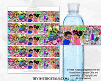 Beauty or Beats Royal Blue Hot Pink Baby Boy Girl Water Bottle Label