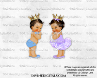 Prince Blue Bow Tie Princess Lavender Pearls Gold Crown Boy Girl MEDIUM