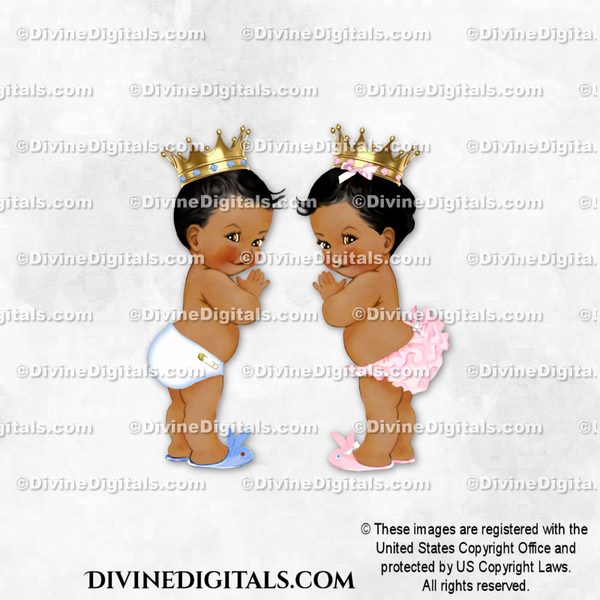 Prince & Princess Blue Pink Bunny Slippers Gold Crown Baby Boy Girl DARK