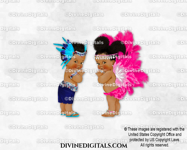 Carnival Navy Blue Hot Pink Feathers Baby Boy Girl DARK Puffs