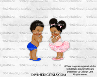 Prince & Ballerina Cobalt Blue Pink Baby Boy Girl DARK Puffs