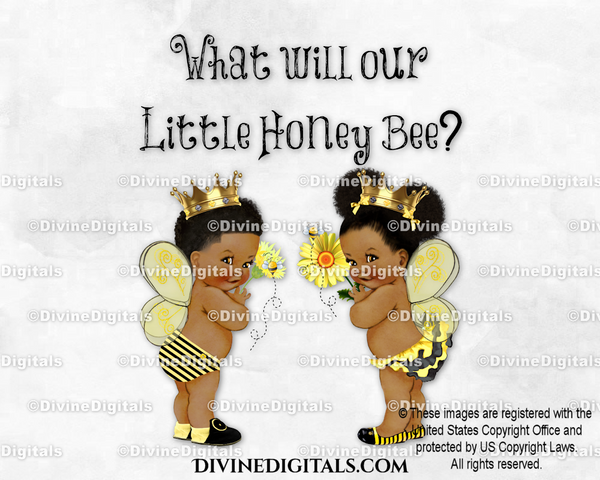 What Will Our Honey Bee Yellow Black Text Baby Boy Girl Dark Tone Puffs