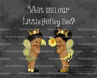 What Will Our Honey Bee Yellow Black White Text Baby Boy Girl Dark Tone Puffs