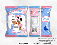 Chip Bag Free Throws or Bows Pink Blue Basketball Baby Boy Girl DARK Braids Puffs