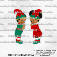 Christmas Elves Hat Stripes Red Green Baby Boy Girl DARK