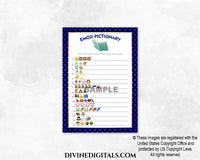 Emoji Pictionary Children's Books Shower Game Royal Blue & Gold