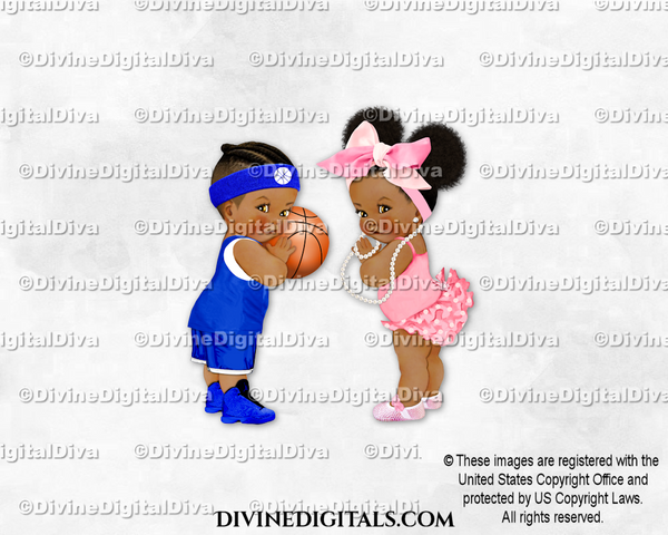 Basketball Royal Blue Big Bow Pink Pearls Boy Girl DARK