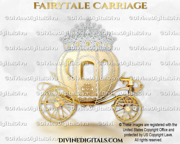 Cinderella Carriage Coach Gold Diamond Crown Tiara