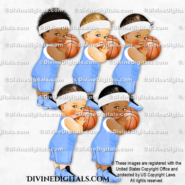 Basketball Player Light Blue Ball Sweatband Sneakers Baby Boy