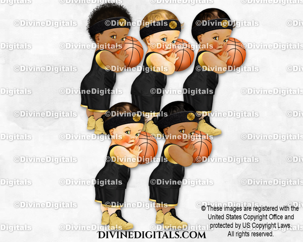 Basketball Player Black Gold Ball Sweatband Sneakers Baby Boy