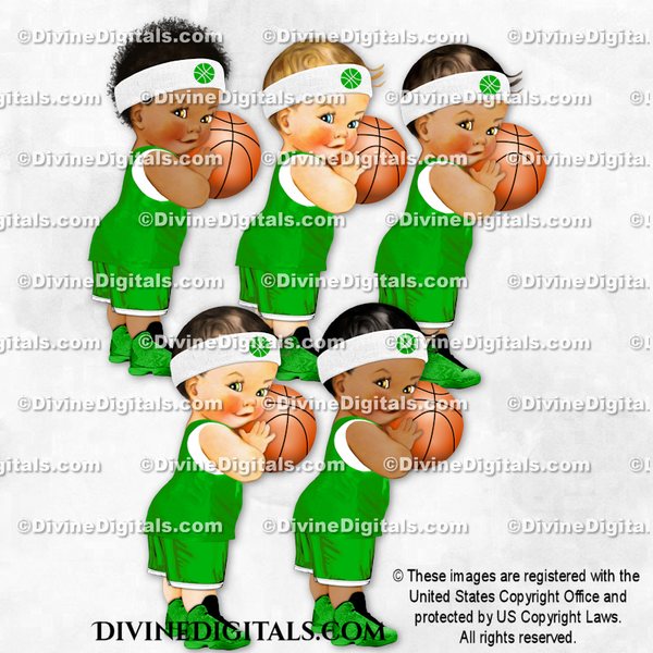 Basketball Player Green Ball Sweatband Sneakers Baby Boy