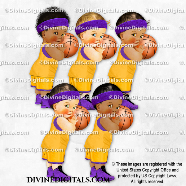 Basketball Player Gold Purple Ball Sweatband Sneakers Baby Boy