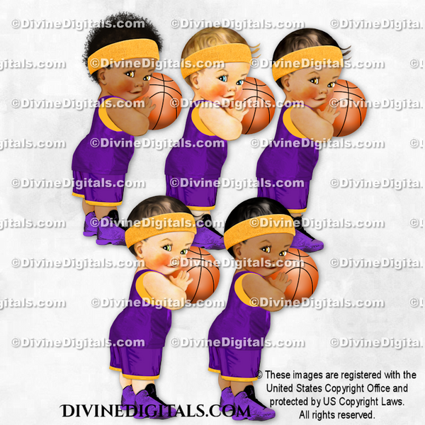 Basketball Player Purple Gold Ball Sweatband Sneakers Baby Boy