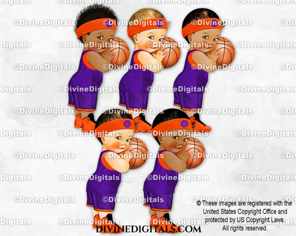 Basketball Player Purple Orange Ball Sweatband Sneakers Baby Boy