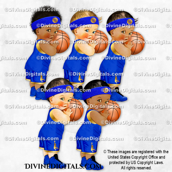 Basketball Player Royal Blue & Gold Ball Sweatband Sneakers Baby Boy