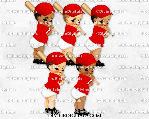 Baseball Player Red & White Cap Bat Baby Boy