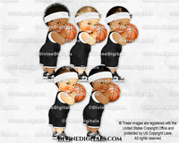 Basketball Player Black White Ball Sweatband Sneakers Baby Boy