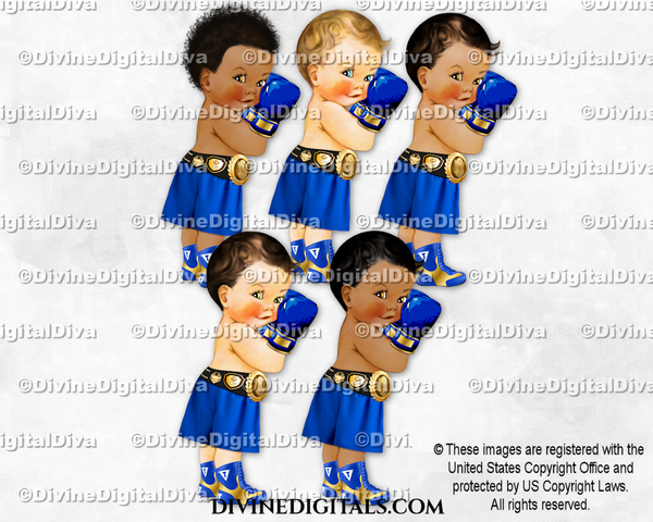 Boxing Champ Royal Blue Gold Shorts Gloves Belt Baby Boy