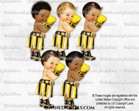 Boxing Champ Yellow Black White Shorts Gloves Gold Belt Baby Boy