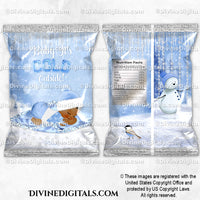 Baby It's Cold Outside Chip Bag Wrappers Blue Silver Snow Boy DARK