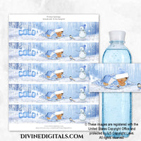 Baby It's Cold Outside Winter Blue Printable Water Bottle Labels Boy MEDIUM