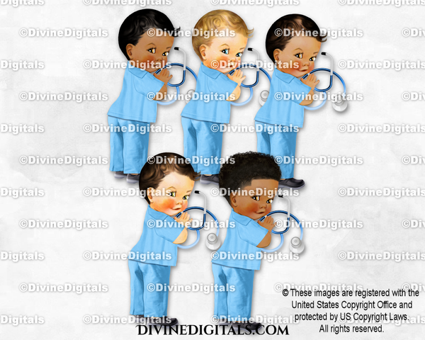 Nurse Medical Hospital Scrubs Stethoscope Blue Baby Boy