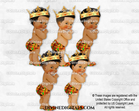 African Prince Kente Pattern Gold Crown Baby Boy Babies of Color