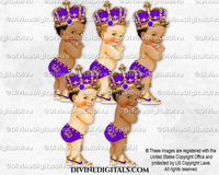 Little Royal Prince Purple Ornate Gold Crown Sneakers Baby Boy