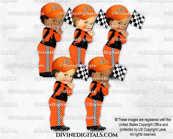 Racecar Driver Orange Black White Check Hat Flag Racing | Baby Boy
