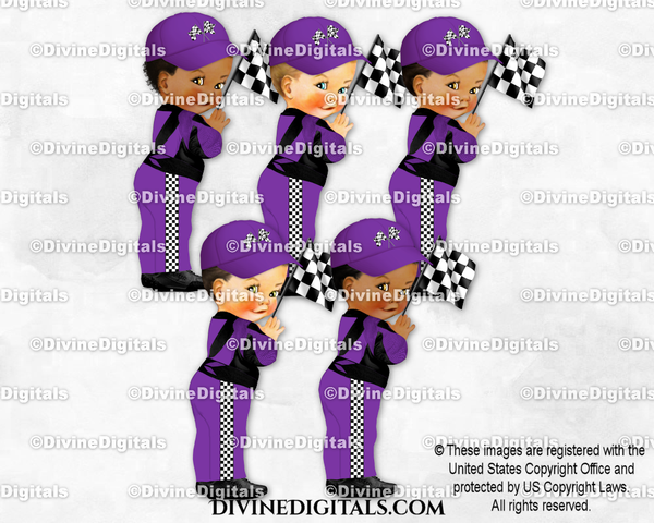 Racecar Driver Purple Black White Check Hat Flag Racing | Baby Boy