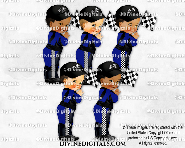 Racecar Driver Royal Blue Black White Check Hat Flag Racing | Baby Boy