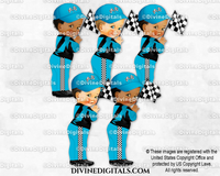 Racecar Driver Turquoise Black White Check Hat Flag Racing | Baby Boy