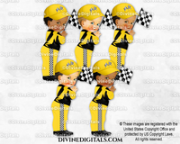 Racecar Driver Yellow Black White Check Hat Flag Racing | Baby Boy