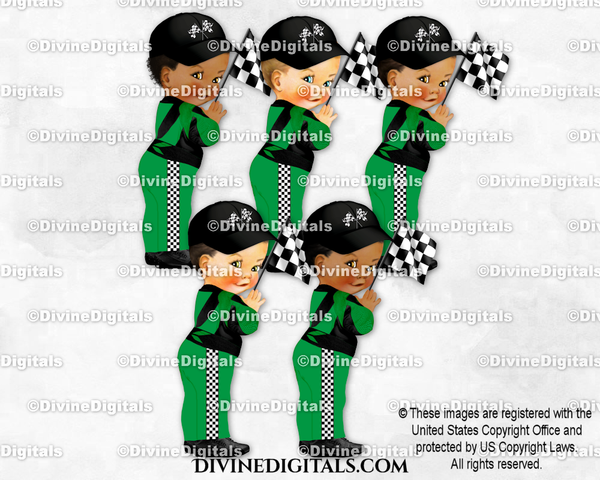 Racecar Driver Green Black White Check Hat Flag Racing | Baby Boy