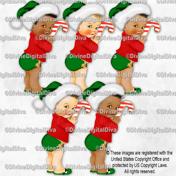 Christmas Santa Hat Candy Cane Red Green Baby Boy