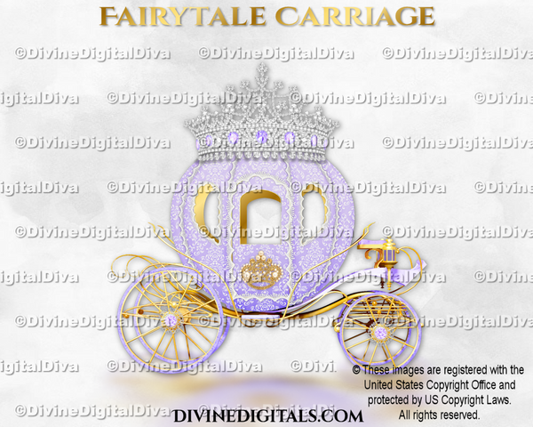 Cinderella Carriage Coach Lavender Gold Diamond Crown Tiara