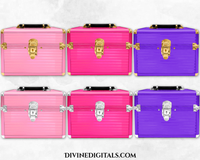 Makeup Cases Pink Hot Pink Purple Silver Gold Beauty Clipart