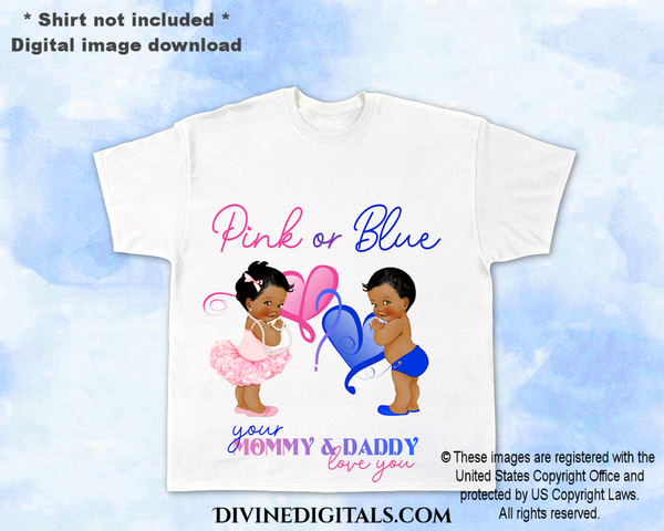 Pink or Blue? Mommy & Daddy Love You Gender Reveal Baby Boy Girl DARK