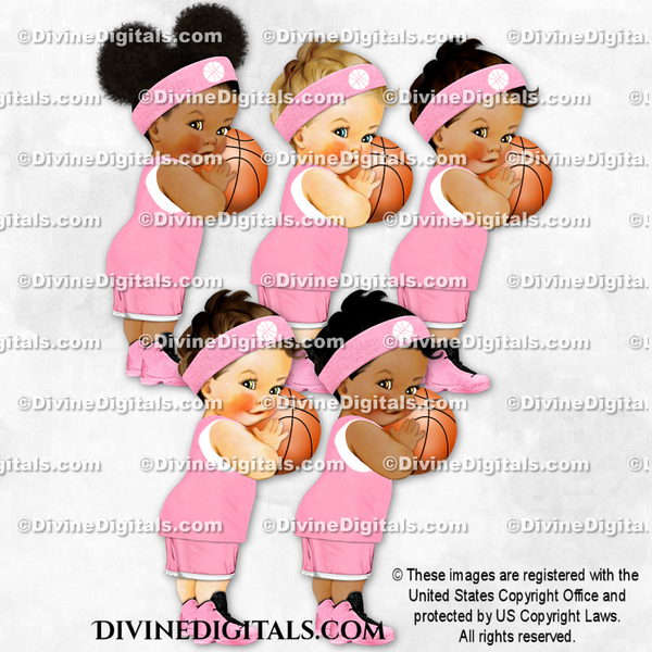 Basketball Player Pink Ball Sweatband Sneakers Baby Girl