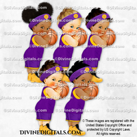 Princess Basketball Player Purple Gold Ball Sweatband Sneakers Baby Girl