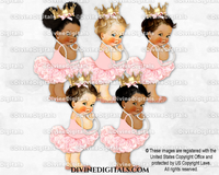 Princess Ballerina Blush Pink Tutu Rose Gold Shoes Gold Crown Pearls Baby Girl