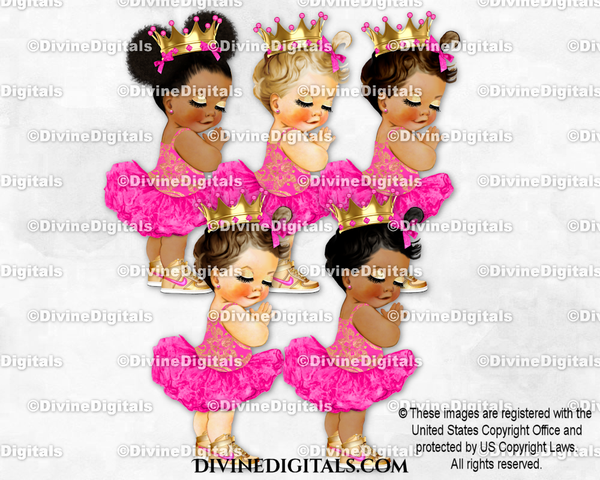 Princess Ballerina Lashes Hot Pink Tutu Gold Crown Sneakers Baby Girl