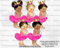 Princess Ballerina Hot Pink Tutu Gold Crown Pearls Sneakers Baby Girl