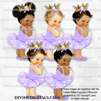 Princess Ballerina Lavender Tutu Gold Crown Pearls Baby Girl
