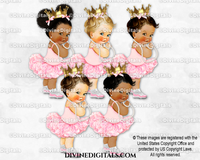 Princess Ballerina Pink Tutu Gold Crown Pearls Sneakers Baby Girl