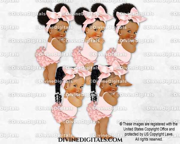 Princess Big Bow Blush Pink Barefoot Baby Girl Babies of Color