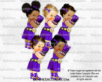 Boxing Champ Purple Gold Shorts Gloves Belt Baby Girl