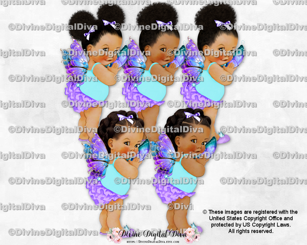 Butterfly Princess Wings Lavender Turquoise Baby Girl Babies of Color